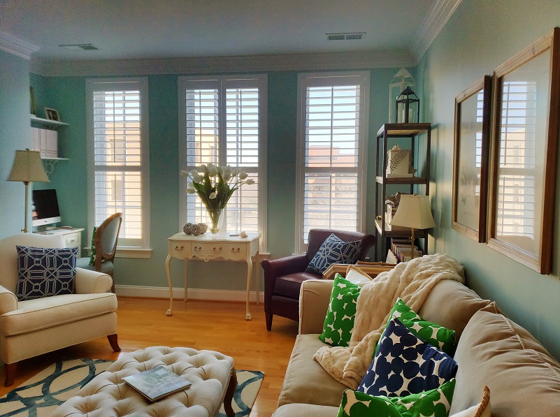 Brighten your room with White Plantation Shutters by Budget Blinds of Arlington & Alexandria! Shutters provide amazing light control and privacy!  FreeConsultation  BudgetBlindsArlingtonAlexandria  PlantationShutters  WindowWednesday