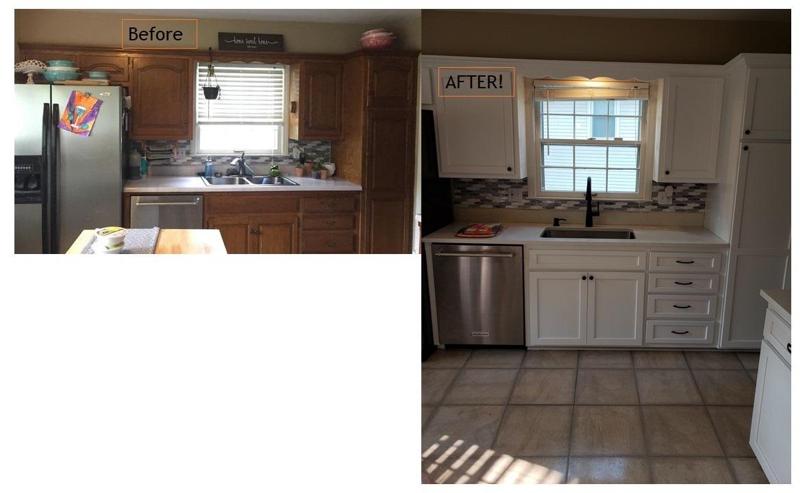 Cabinet Redooring of this kitchen in Overland Park was surely a resounding success. The all-white doors gave this kitchen a fresh look and made it look spacious and less cluttered. Check out the transformation pictures!