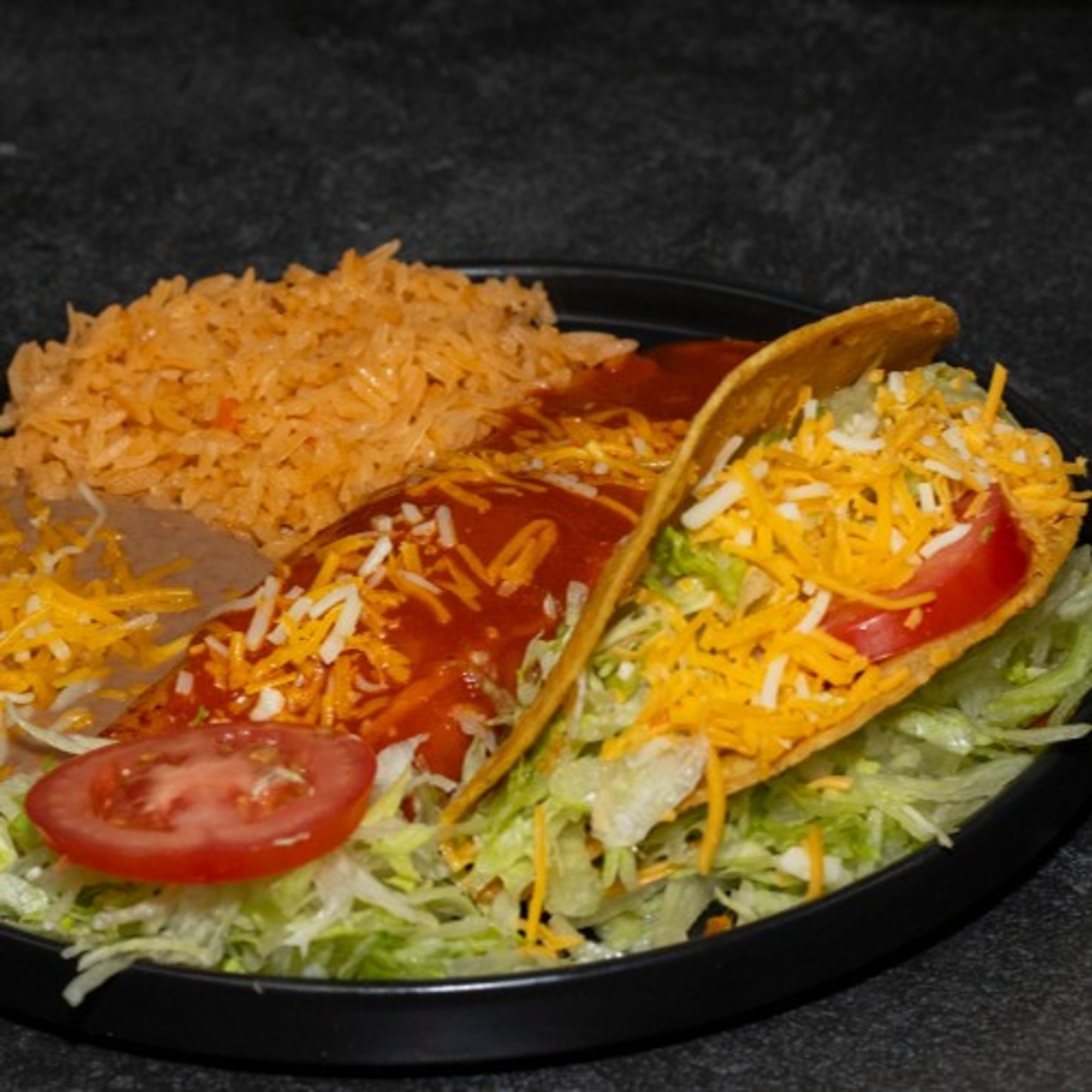 Beef Taco, Enchilada Plate
