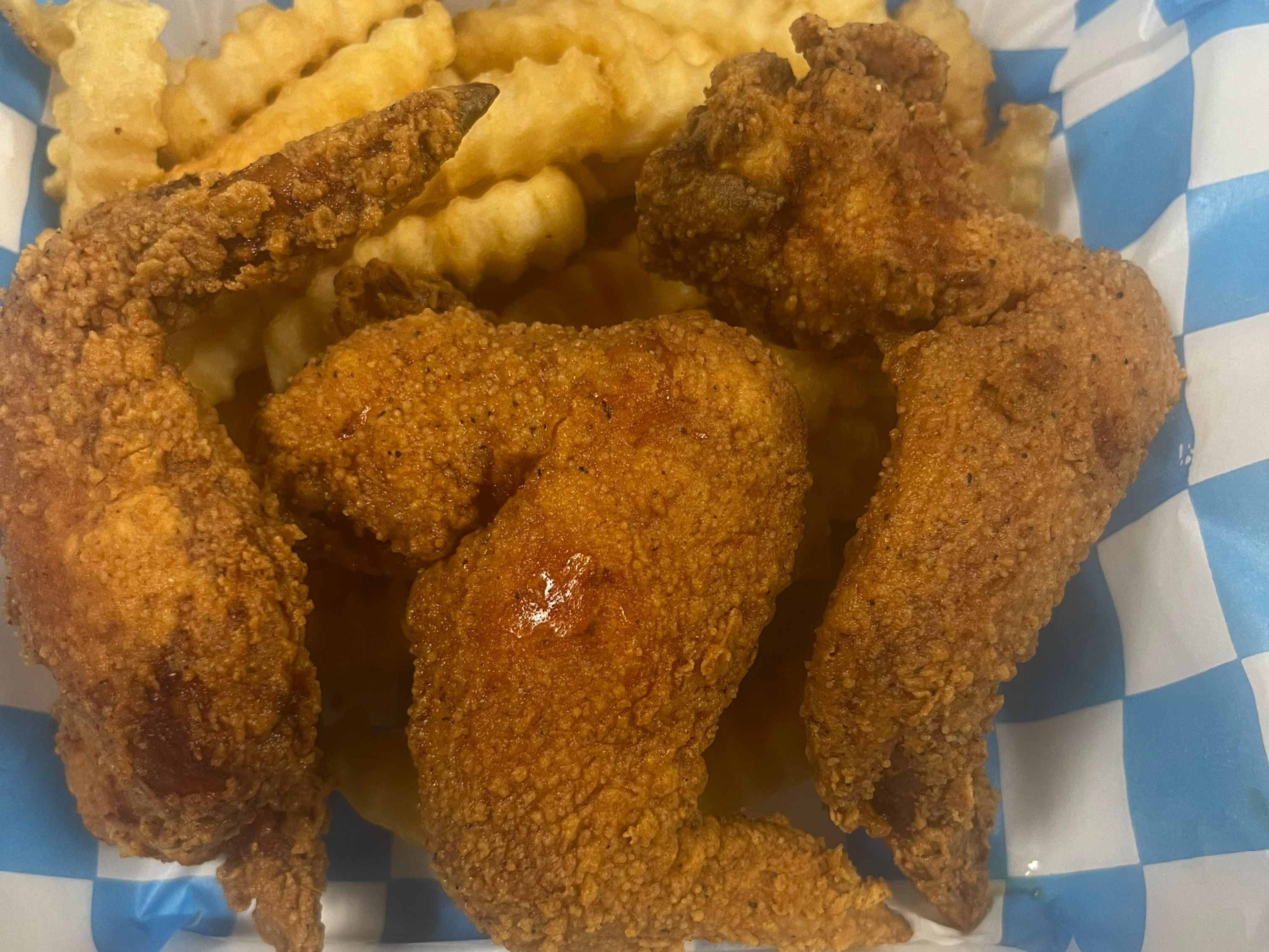 3 Piece Whole Chicken Wings with Fries and Can Pop