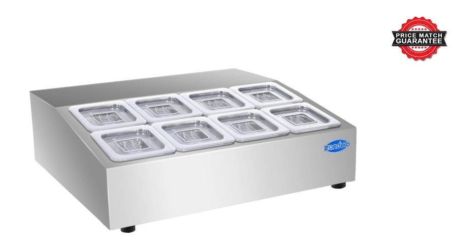 Zanduco 28" Countertop Refrigerated Prep Rail with 8 x GN 1/6 Pans Capacity - 100V