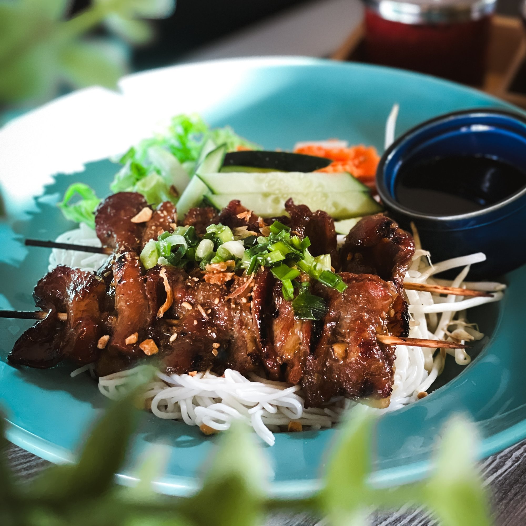 Pork Skewers Noodle Salad