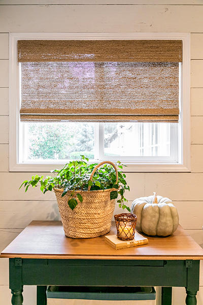 Woven Wood shades w/o a liner.
