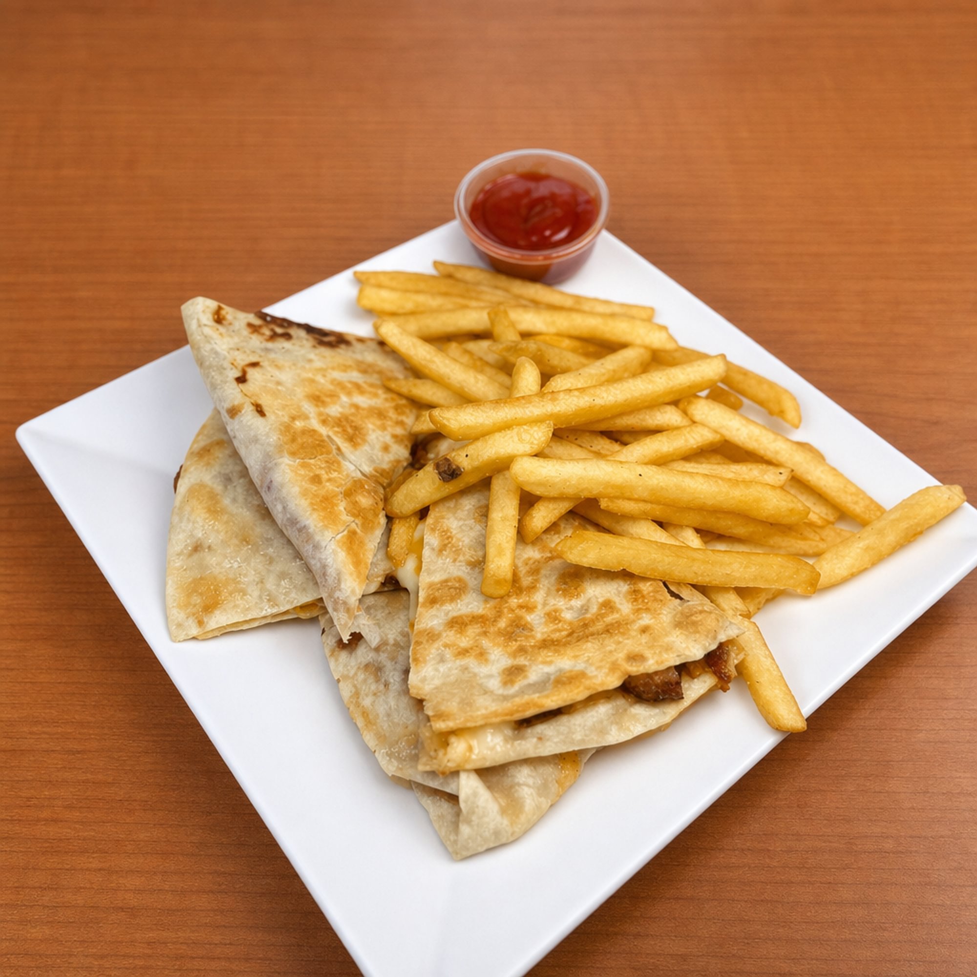Chicken Quesadilla with French Fries