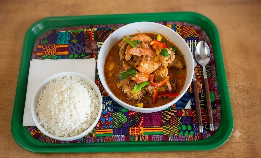 Liberian Gravy (Chicken or Shrimp) with Rice