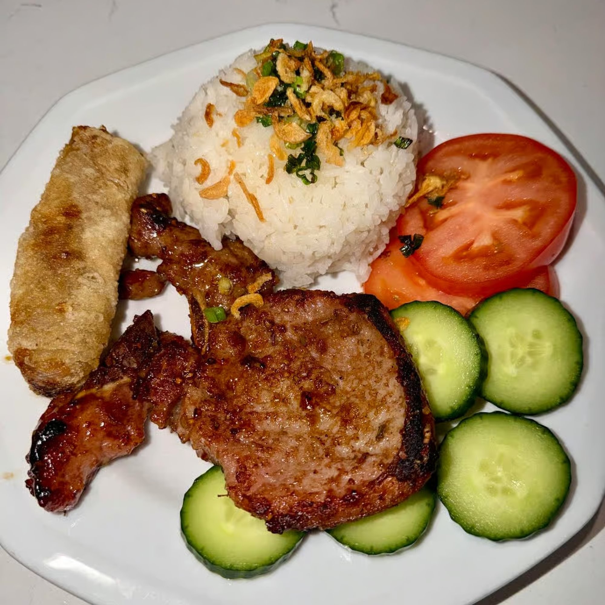 Vietnamese Style Pork Chop Rice Platter