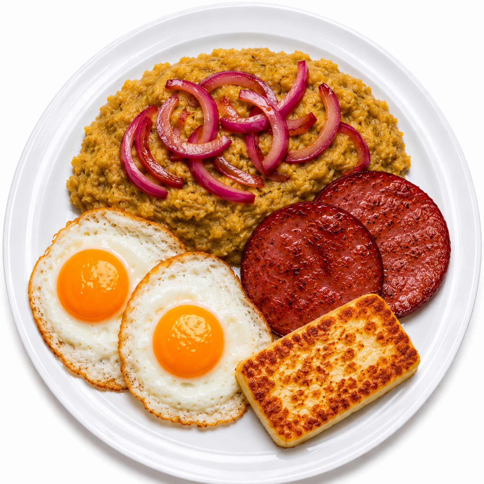 Mangu with 2 Salami, 2 Eggs & Queso Frito