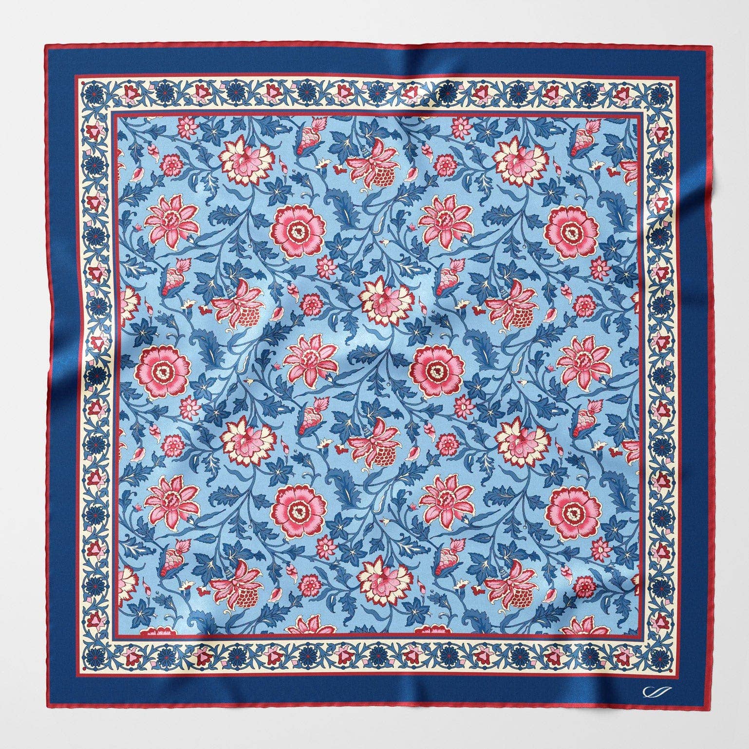 Ibiza - Silk Pocket Square - Blue &Â Pink