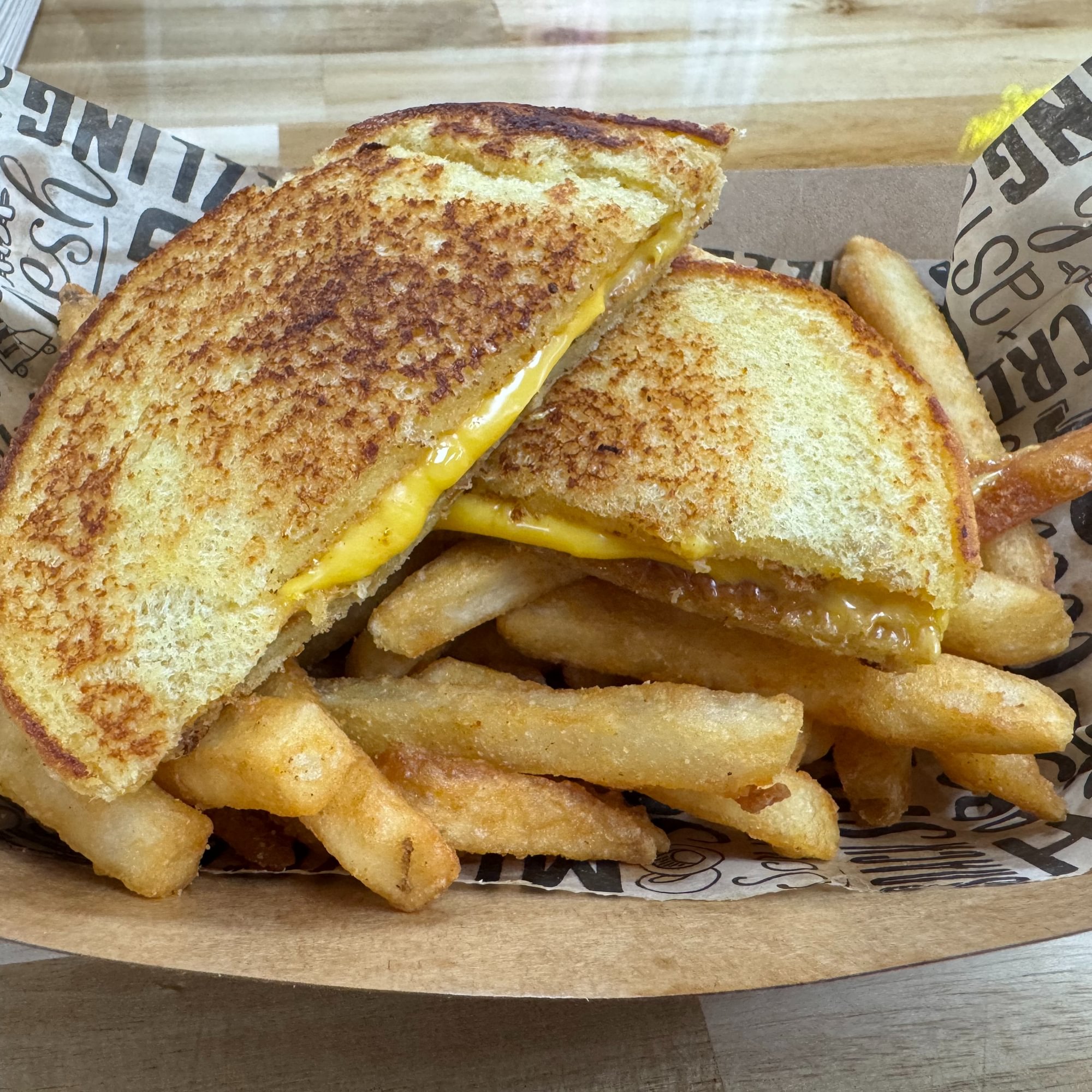 Upside down Grilled cheese over fries
