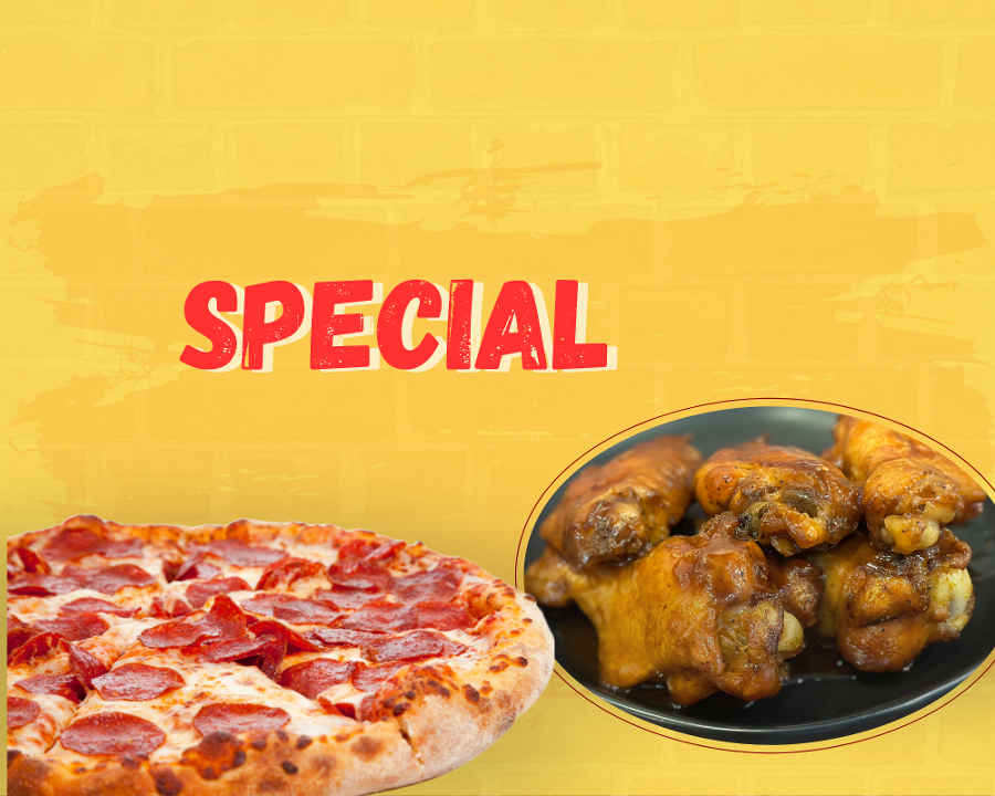 2 Toppings Pizza + 10 Wings
