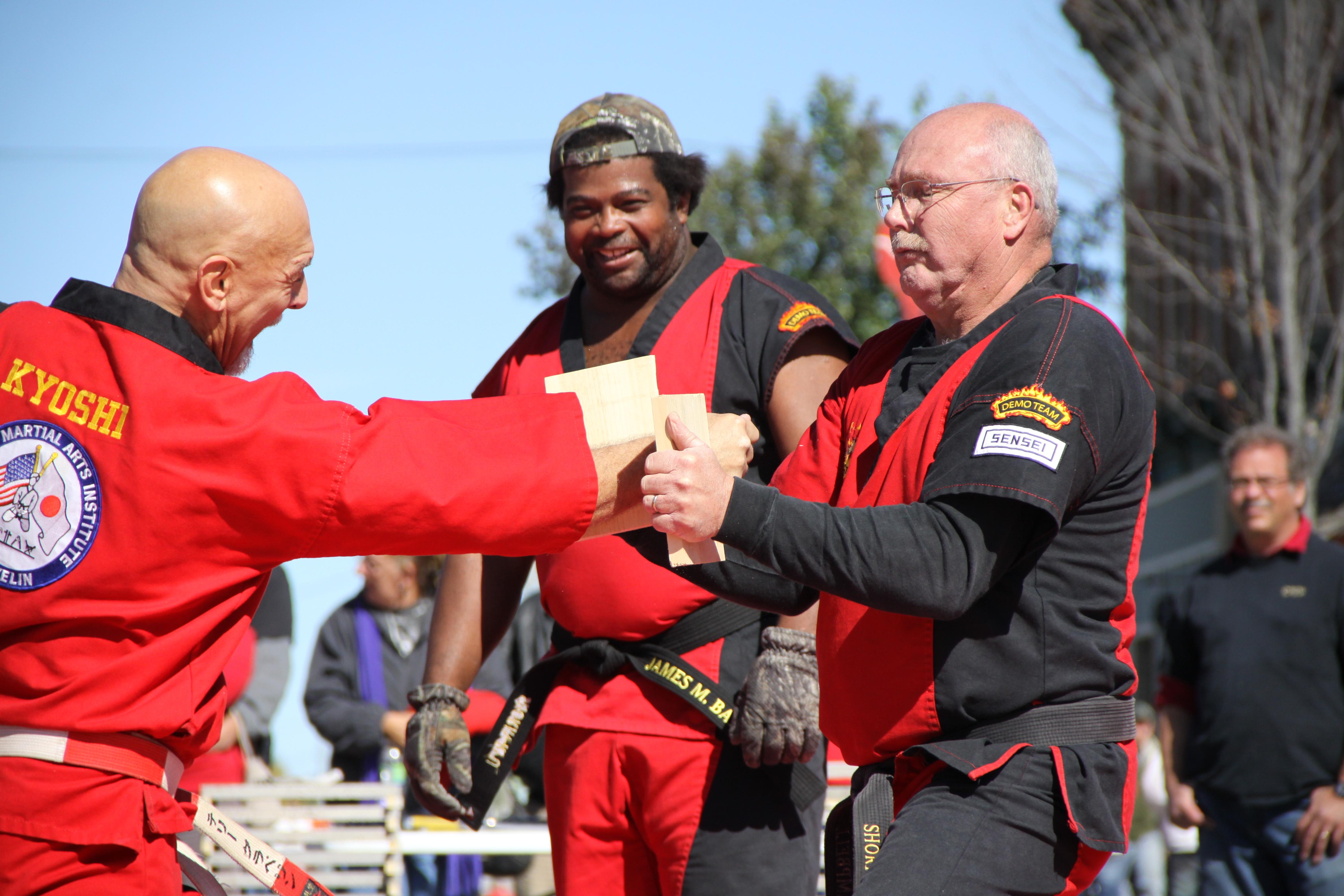 Kyoshi Gravelin breaks a board with his thumb... 3...