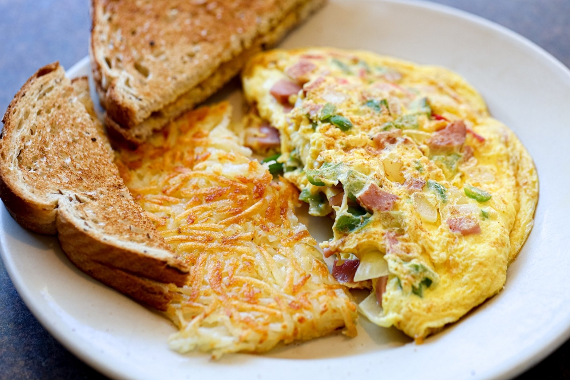 Corned Beef Hash & Cheese Omelet