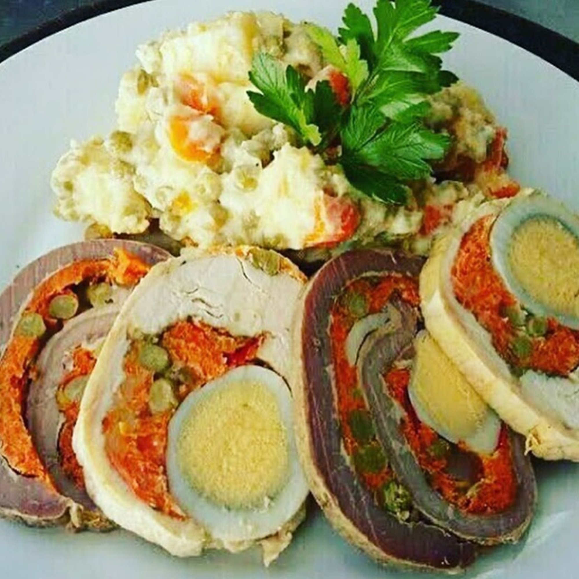 Homemade Matambre con Rusa