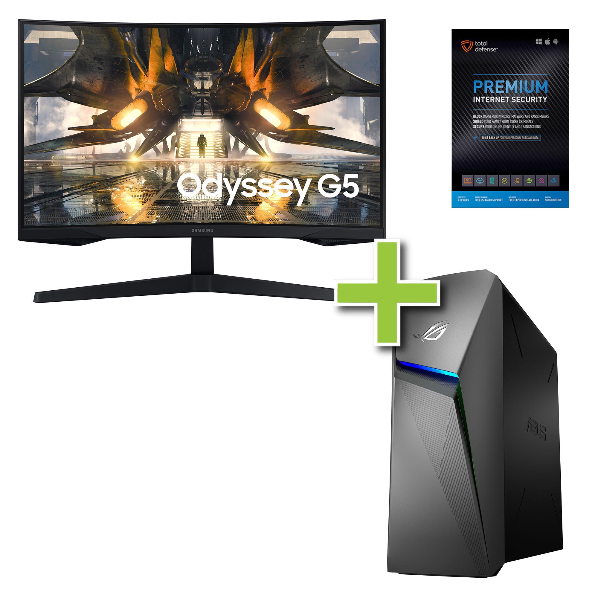ASUS Gaming Desktop PC w/ Total Defense Internet Security & 27" Curved Monitor
