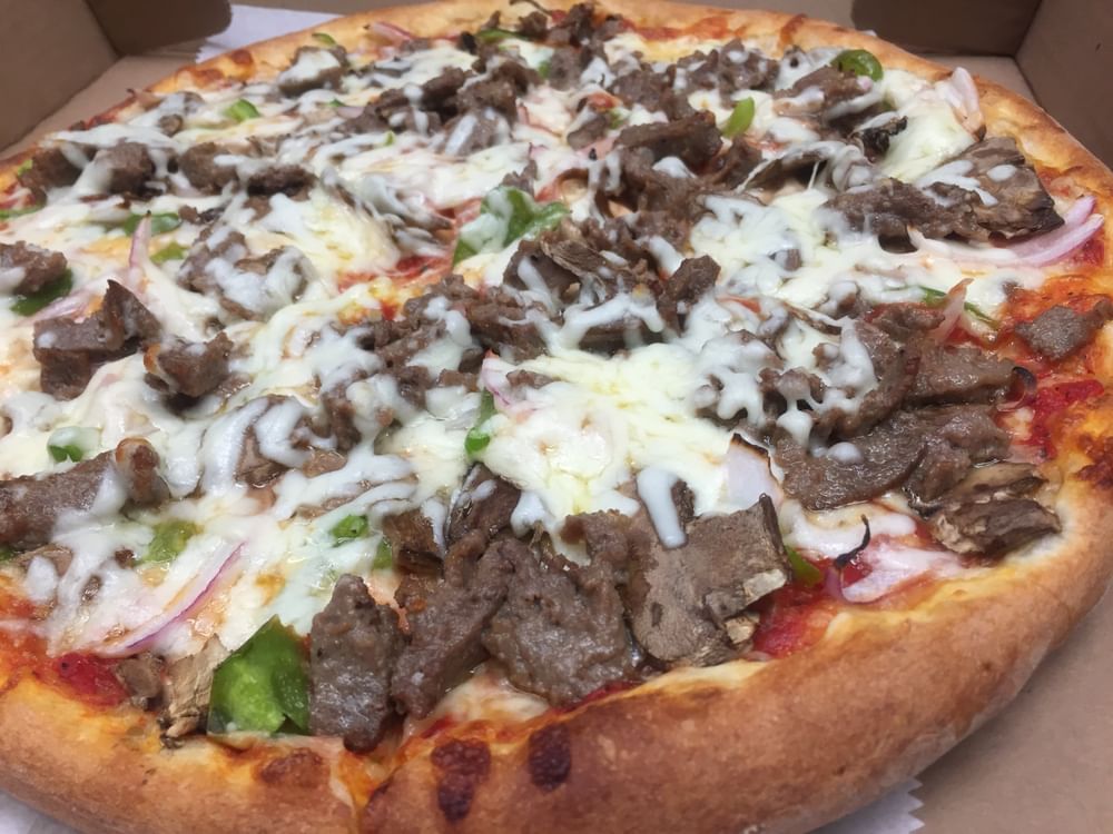 Steak & cheese pizza