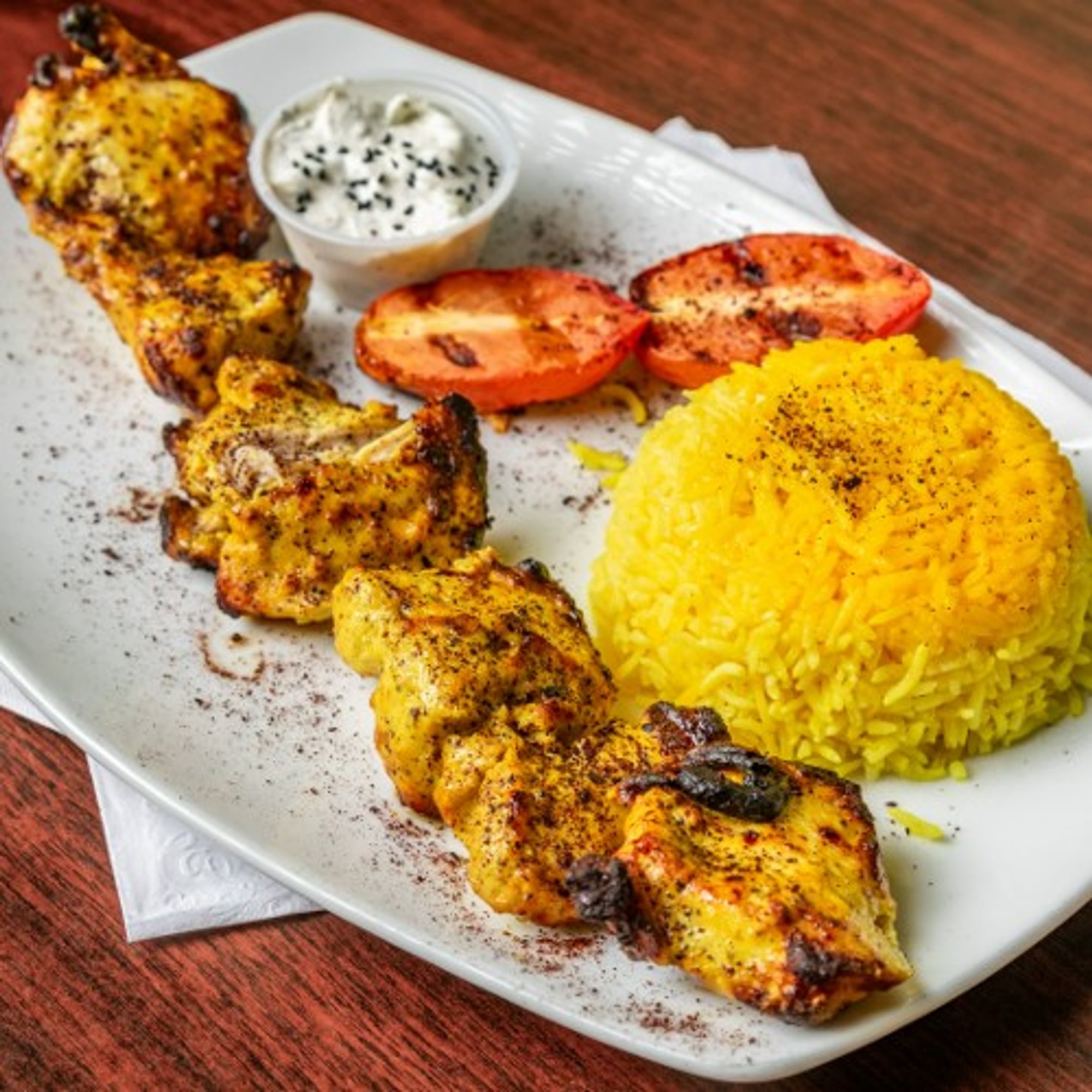 Garlic Chicken Kabob Platter