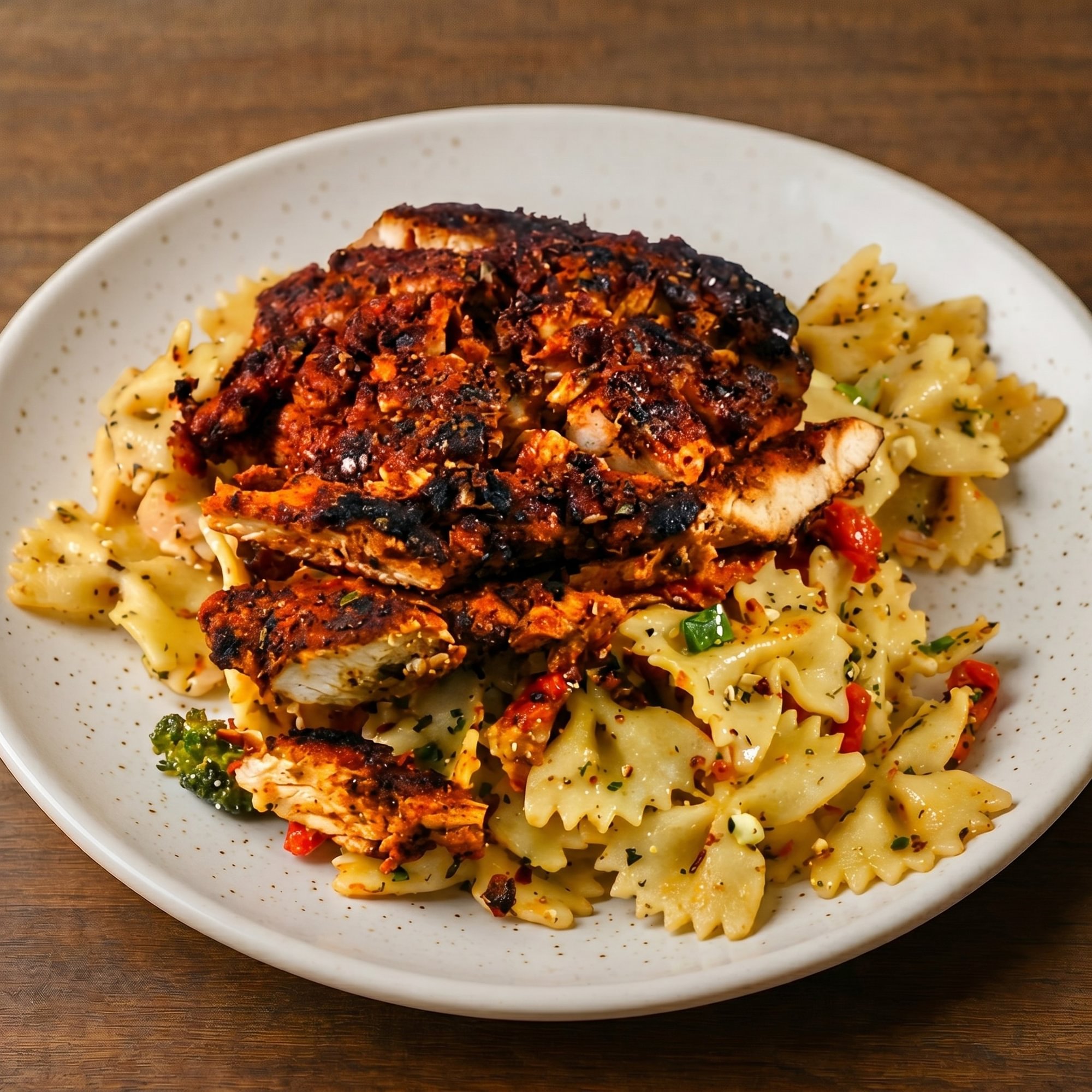 Grilled or Cajun Chicken Over Greek Pasta Salad