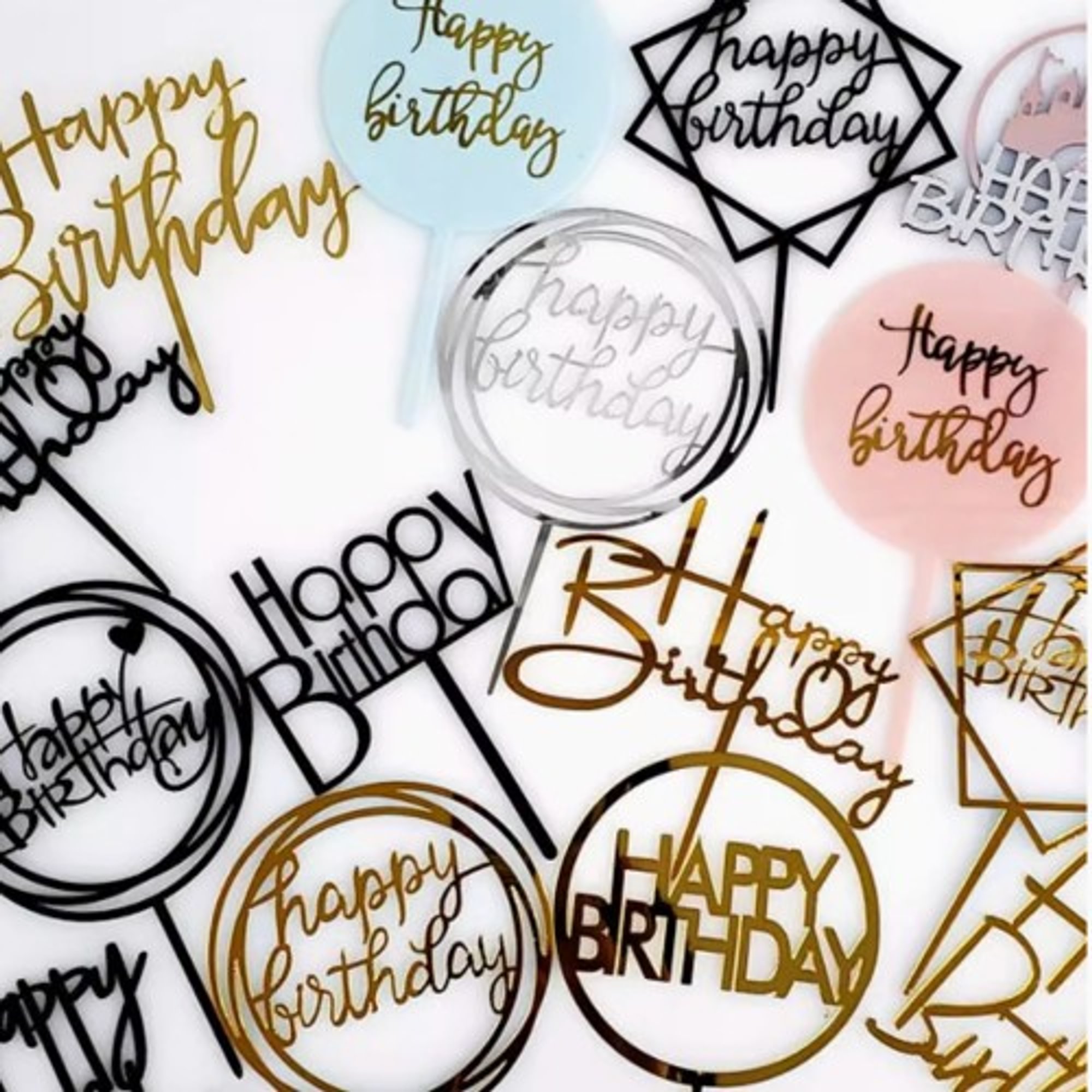 Happy Birthday Sign Cake Topper (生日快乐蛋糕插牌)