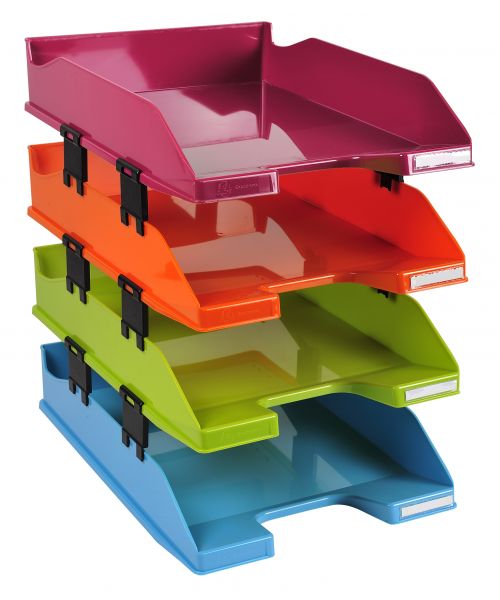 Exacompta Letter Trays Combo Midi Iderama Opaque Assorted (Pack 4) 113298SETD