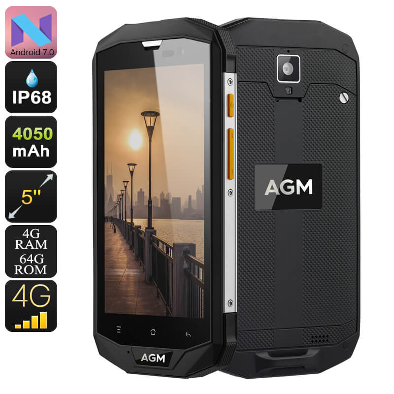 AGM A8 Rugged Smartphone – Android 7.0, Quad-Core CPU, 4GB RAM, Dual-IMEI, 4G, NFC, OTG, 5 Inch Disp