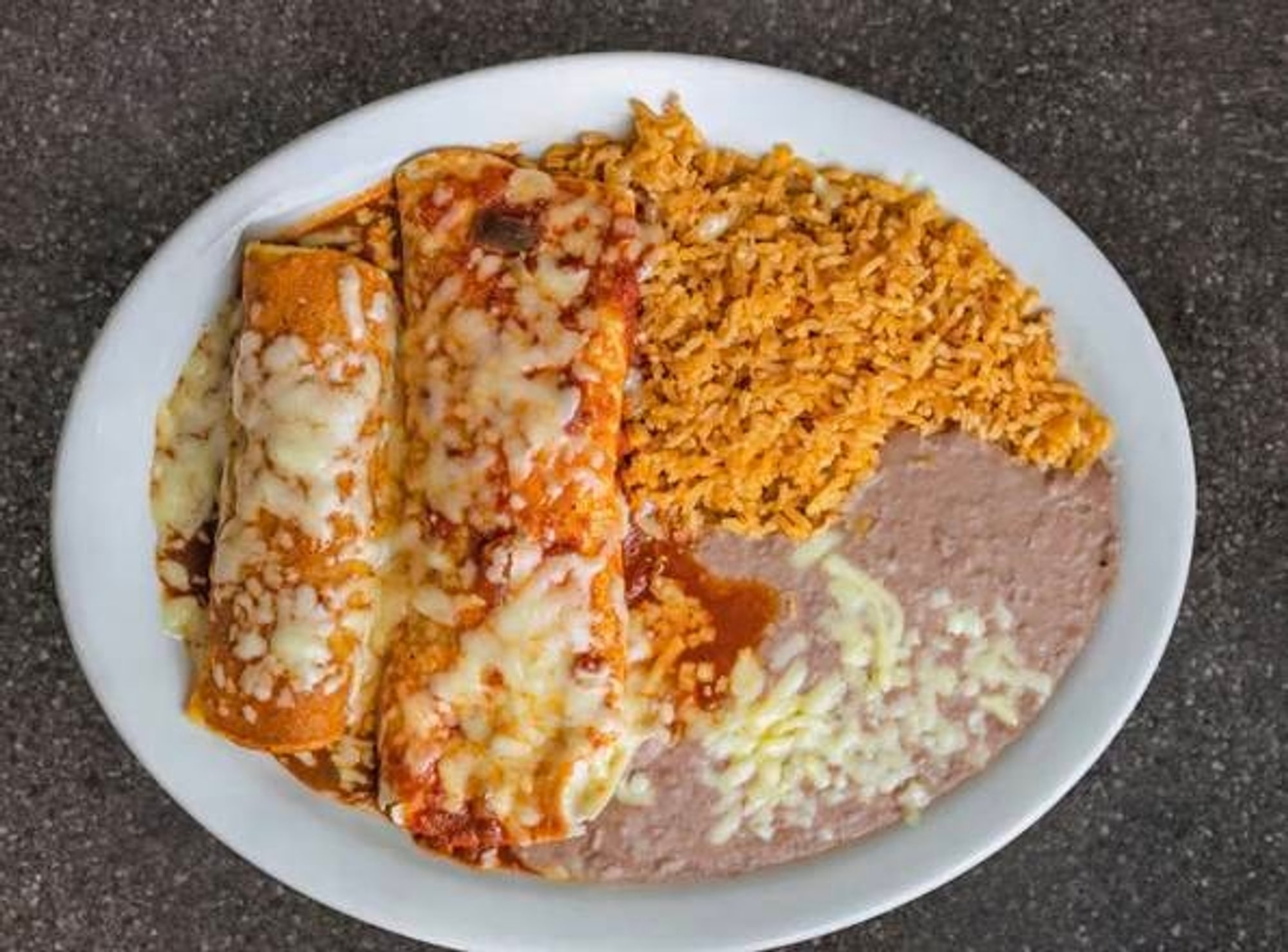 #6- One Burrito, Enchilada, Rice and Beans