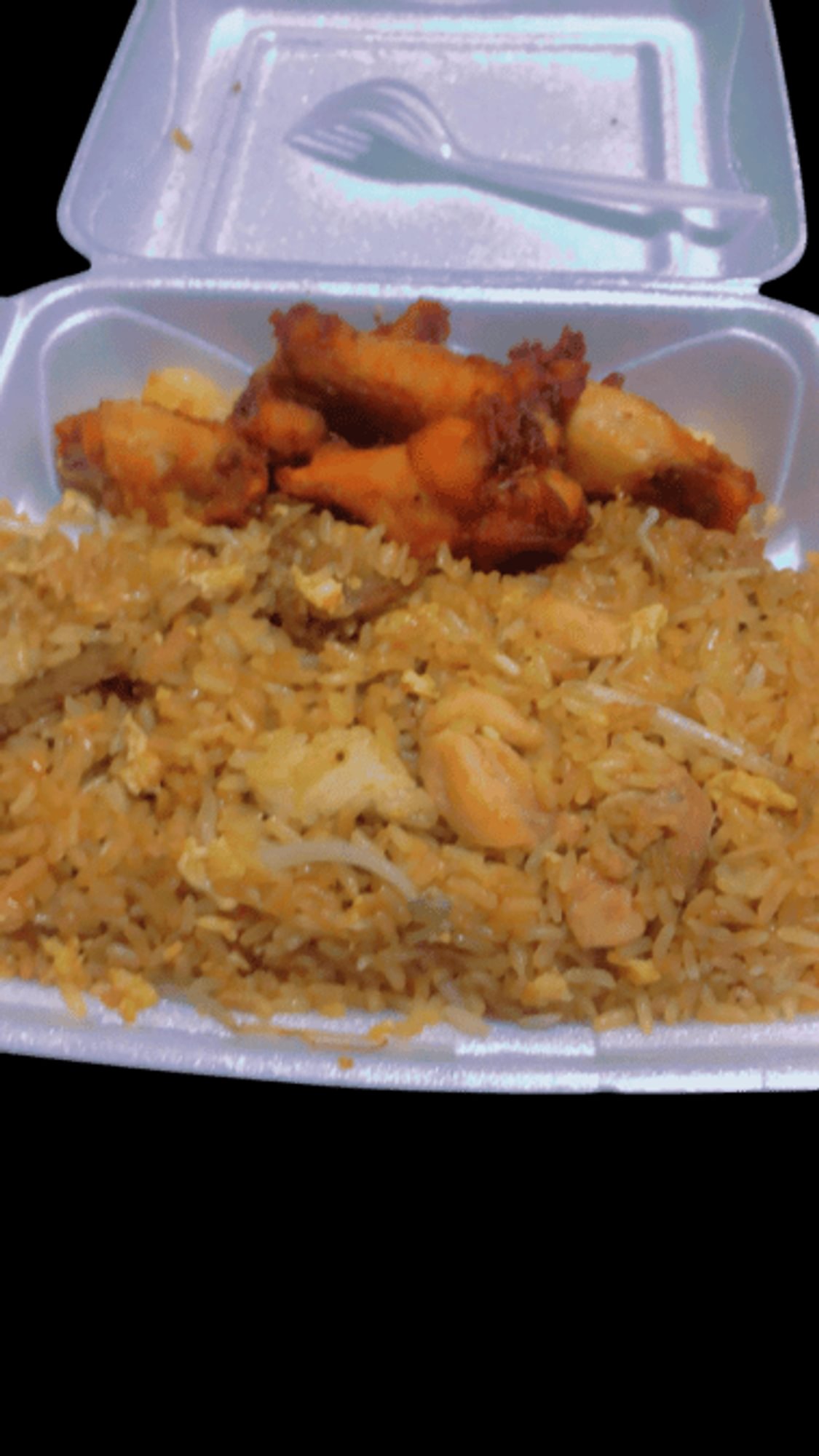 Wings and Egg Fried Rice with a Drink (Available 11 - 3 M-F)