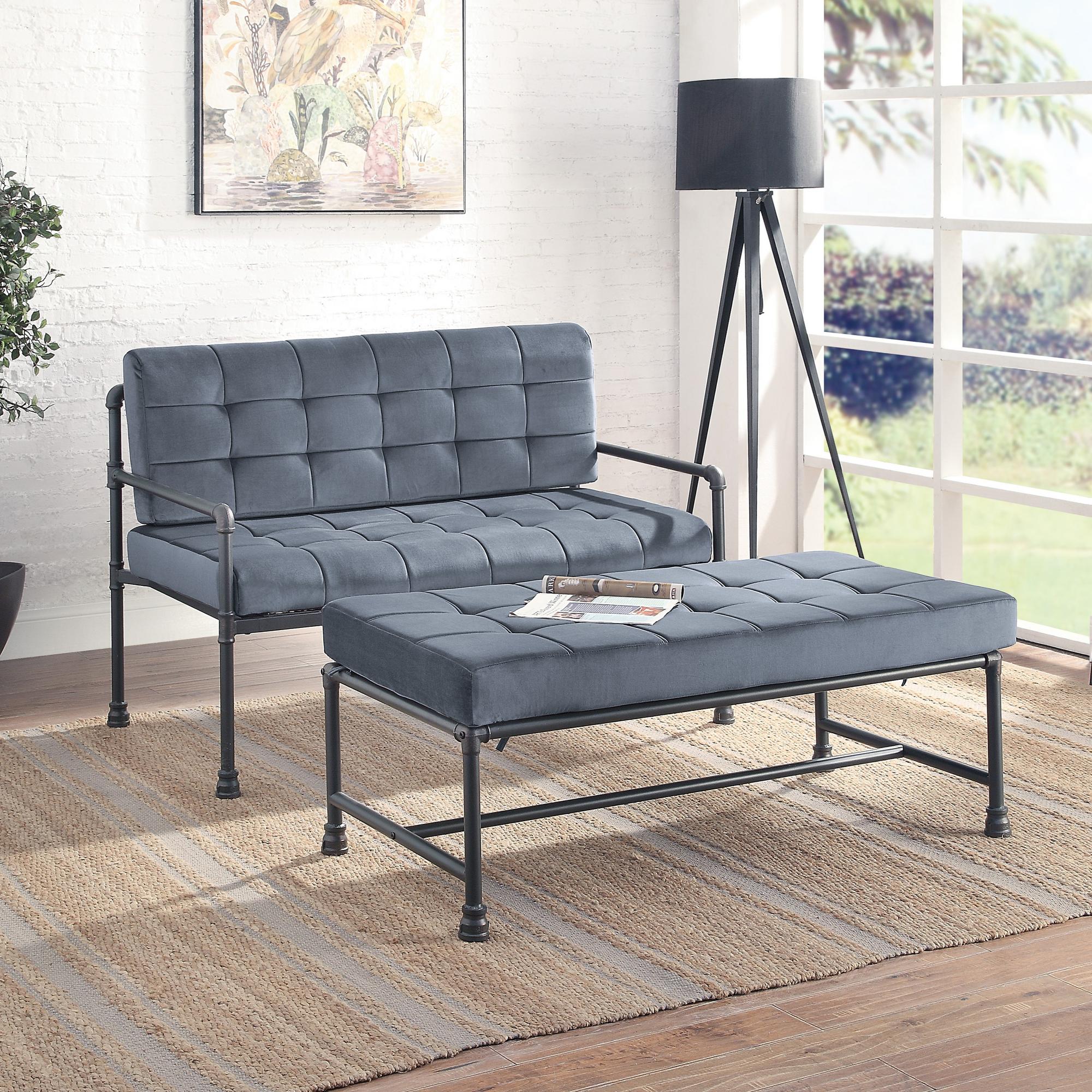 Brantley 2 - Piece Loveseat & Bench - Gray Velvet