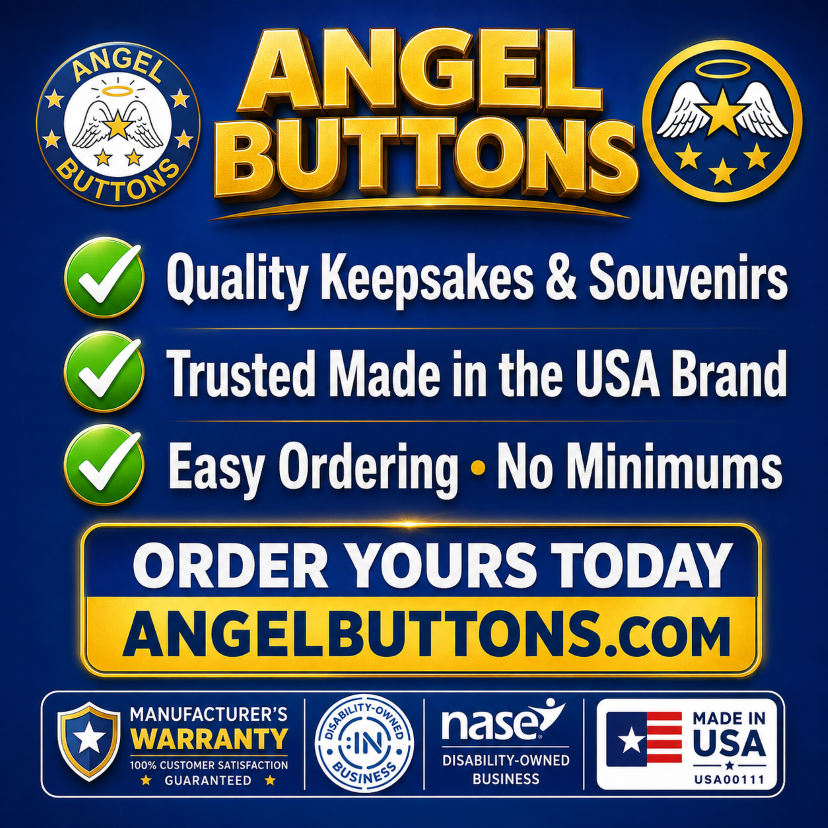 Custom Buttons, Keepsakes & Souvenirs from Angel Buttons®