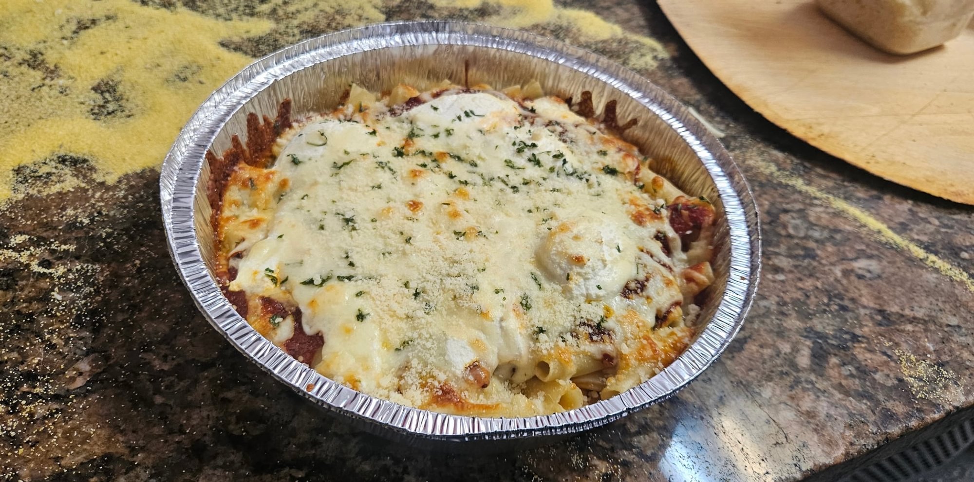 Baked Ziti (with Side Salad & Garlic Knots)