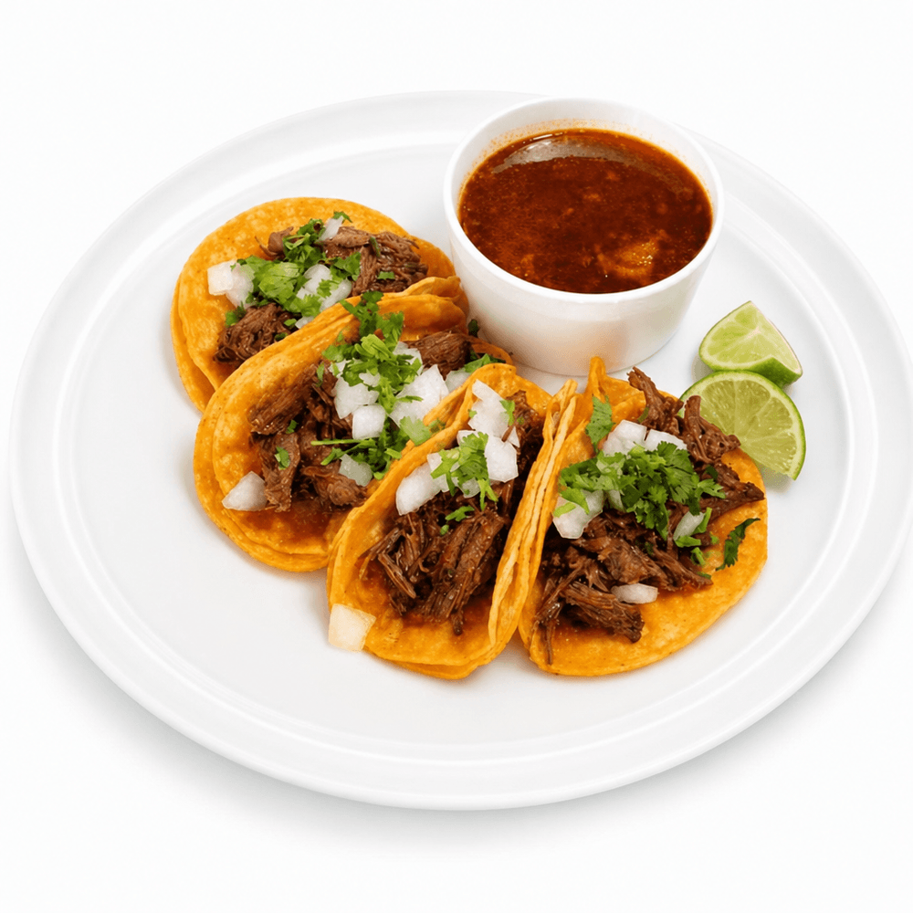 4 Birria Street Tacos with Consommé