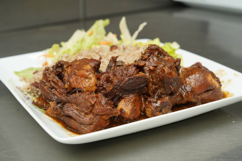 Brown Stew Chicken Dinner