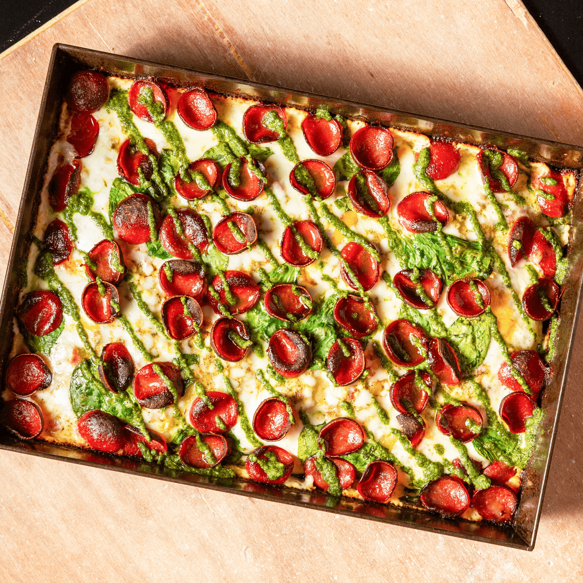Pesto Pepperoni Pizza