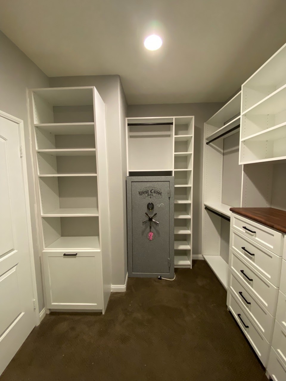 White Walk-In Closet w/ Safe