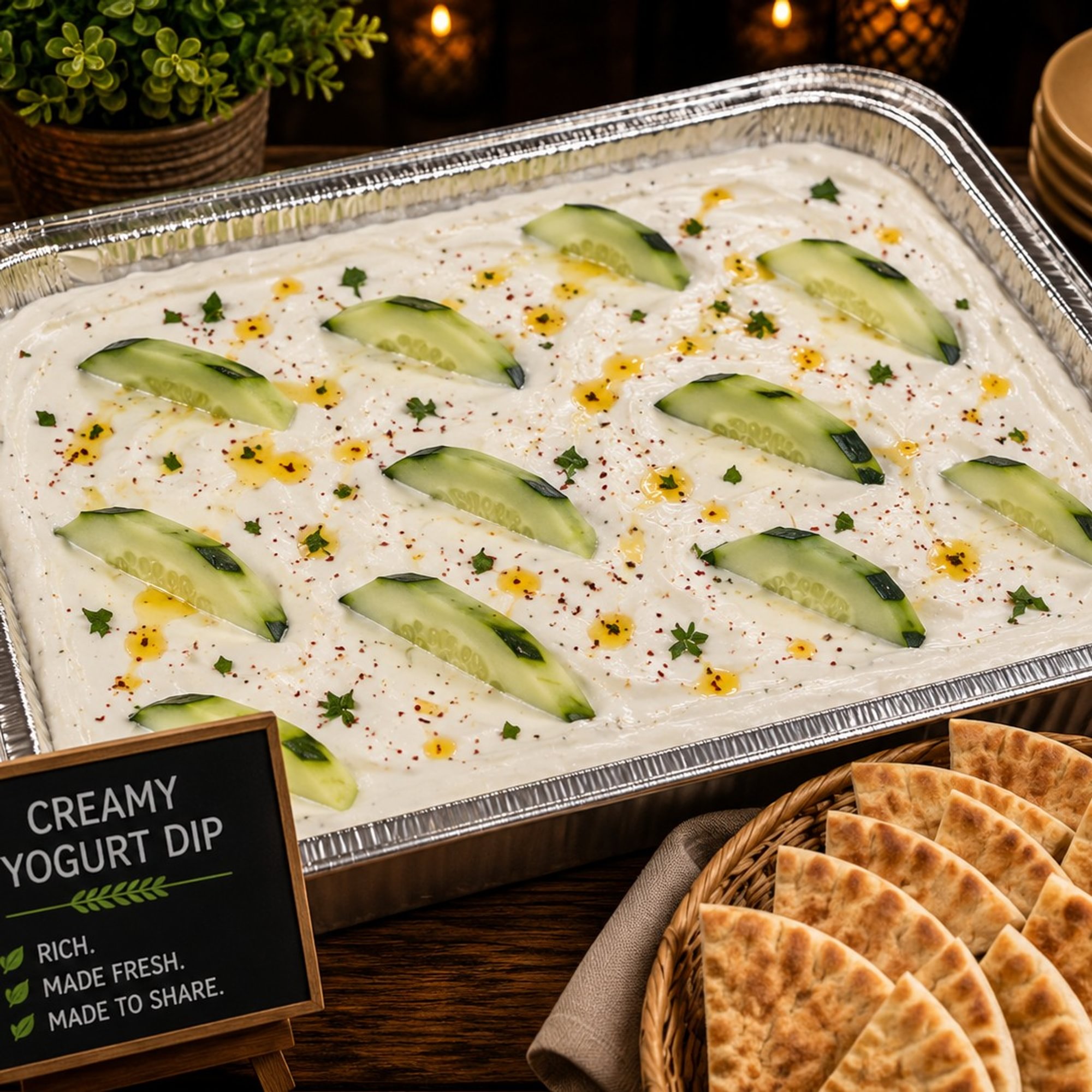 Creamy Yogurt Dip Half Tray Shallow + Bread