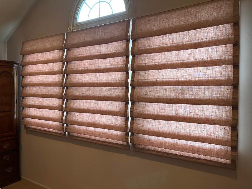 Want to step up your shade game? Our Roman Shades let you pick patterns and textures, plus they have a lovely pleated look! You can see what we mean in this Phillipsburg home!