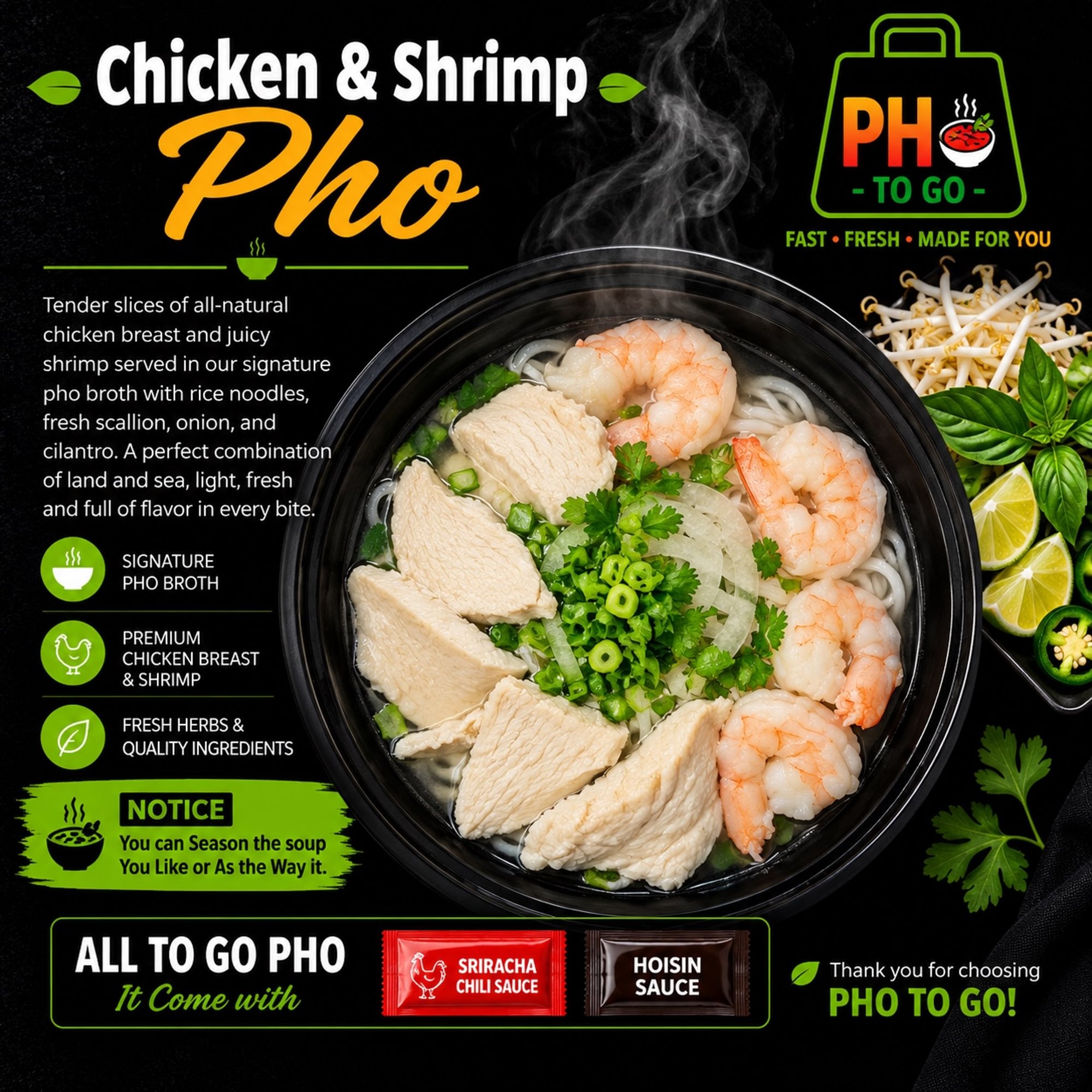 A25: Chicken Breast & Shrimp Pho (4 PCS)