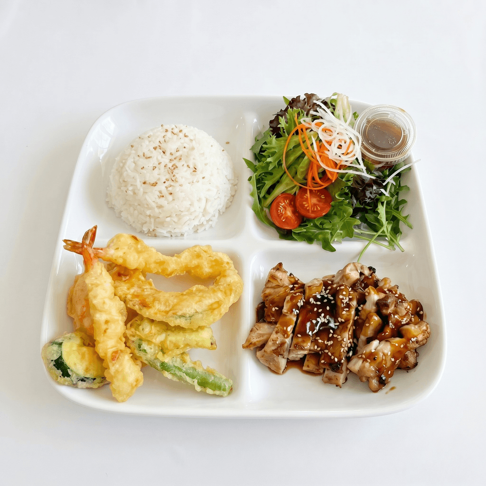 Chicken Teriyaki, Mix Tempura & Spicy Tuna Roll