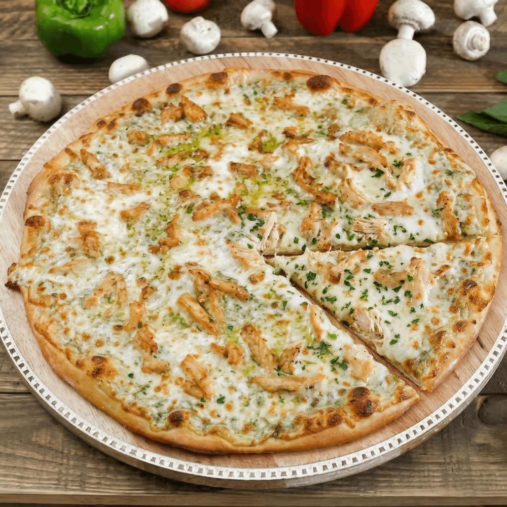 Garlic Chicken Alfredo Pizza