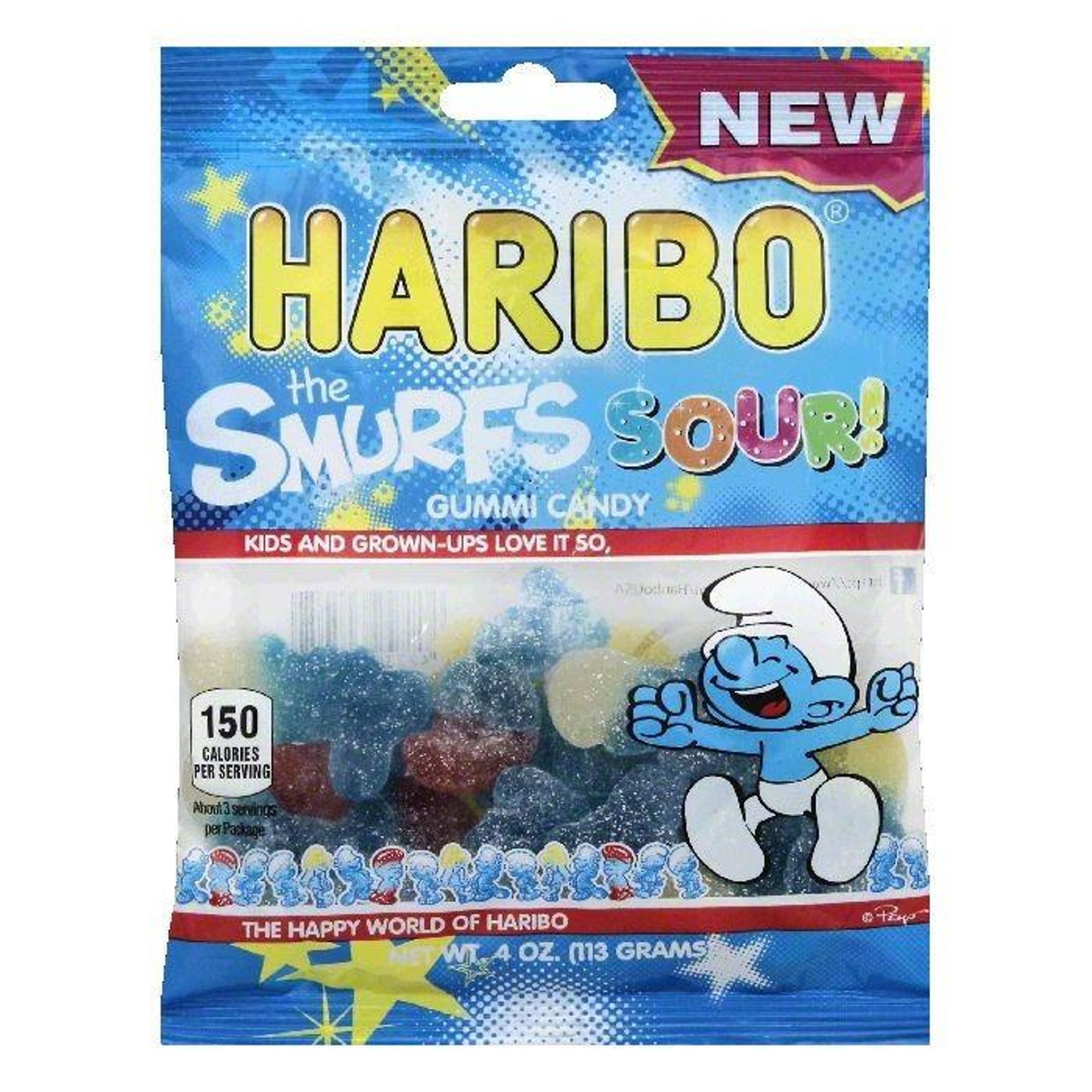 Haribo the Smurfs Sour! Gummy Candy 4 Oz.
