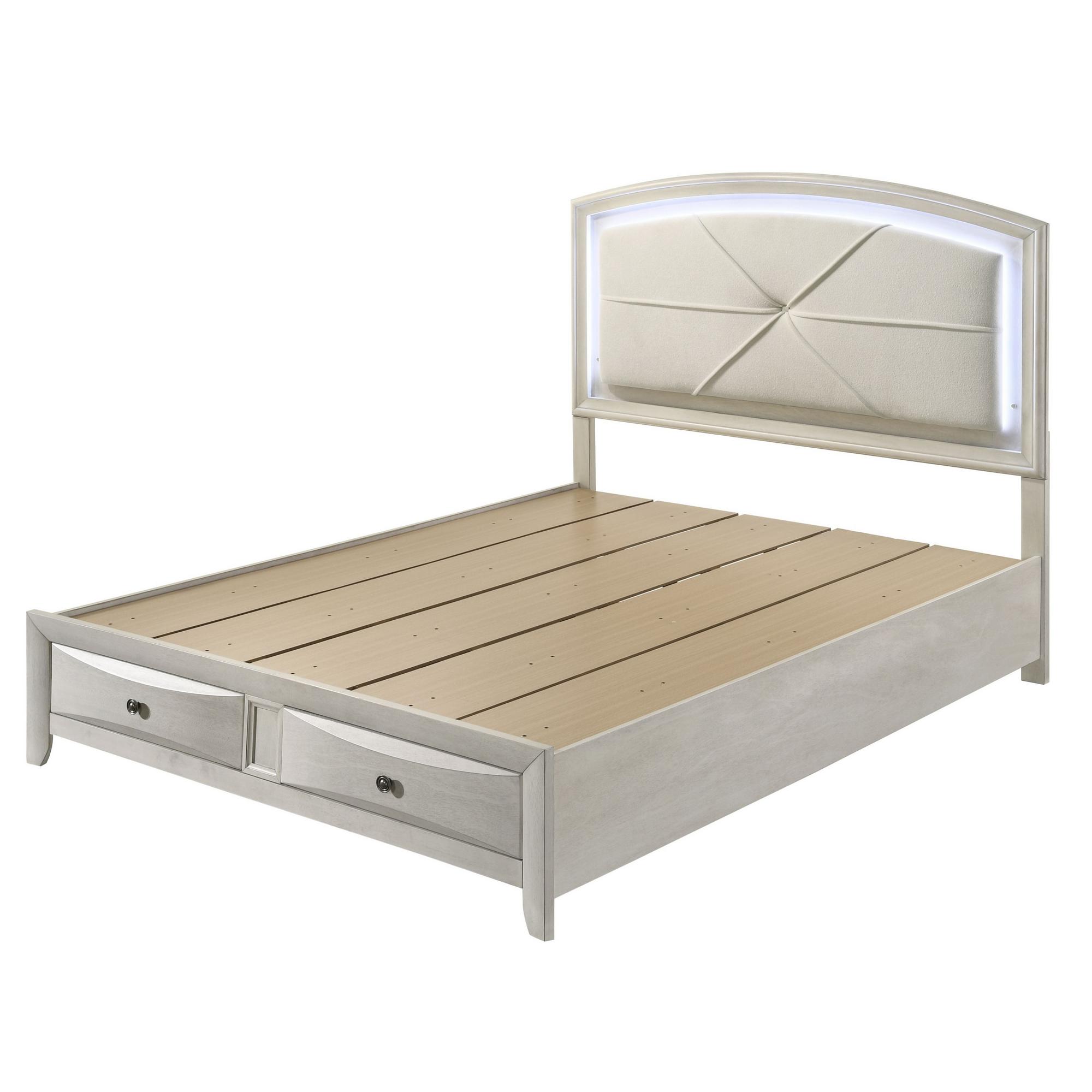 Ramondi Queen Bed w/ Storage & LED - White