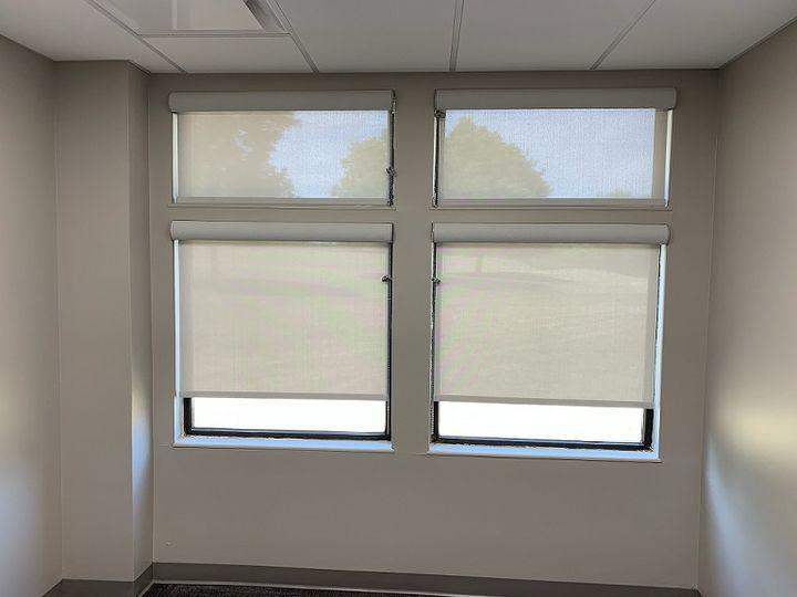 Increase productivity with light-filtering Roller Shades! Roller Shades like these are a must to keep your employees comfortable and working hard. Find the right window treatments for your Minnesota Lake, MN, business.  BudgetBlindsMankato  WindowWednesday  FreeConsultation  RollerShades  MinnesotaL