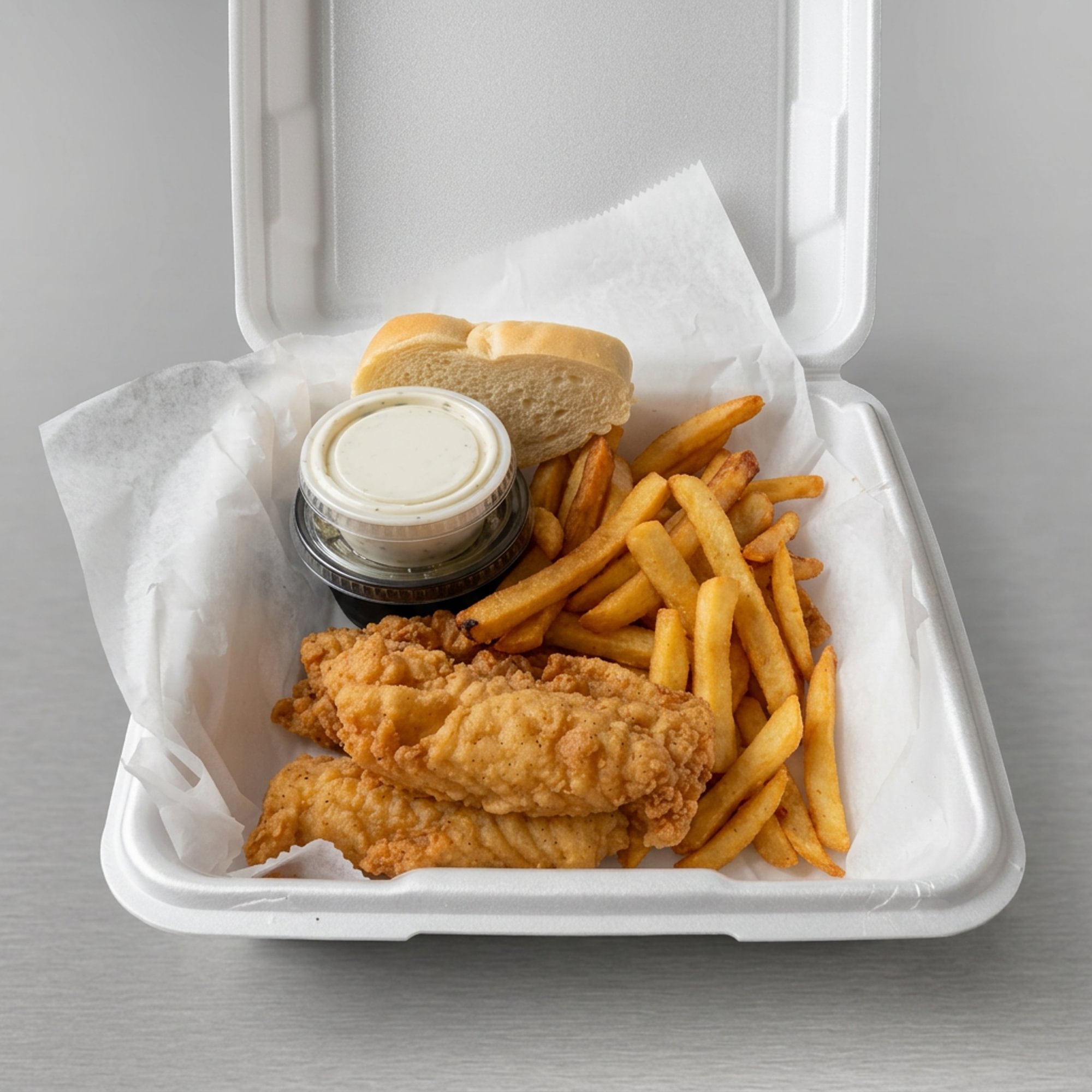3 PC Cod Dinner w/Slaw, Bread & Fries