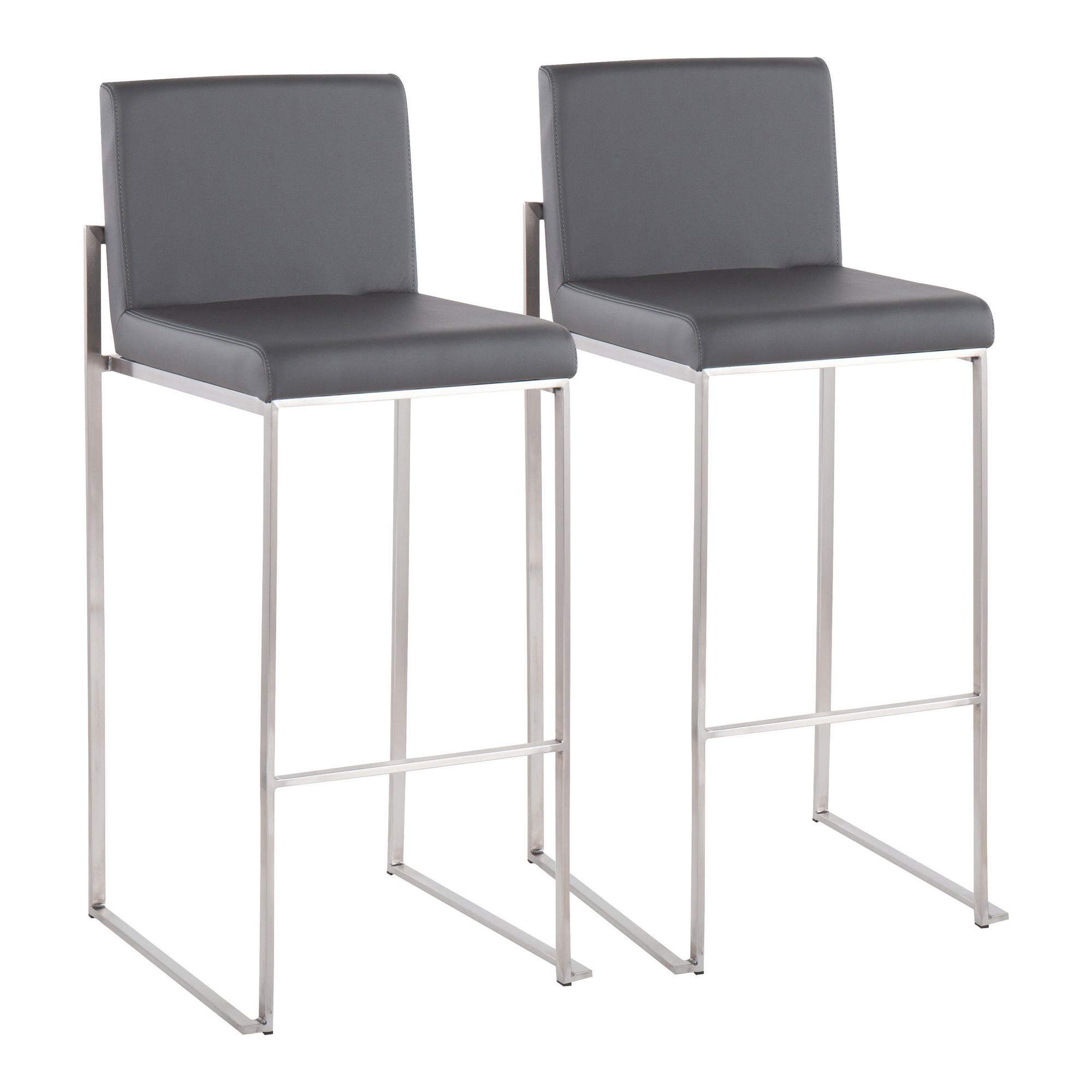 Set of 2 Fuji High Back Barstools - Grey