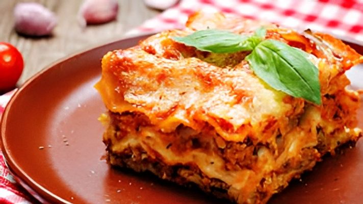 Meat Lasagna with Bread Sticks