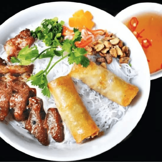53. Vermicelli with Grilled Pork & Fried Spring Rolls / Bún Chả Giò Thịt Nướng