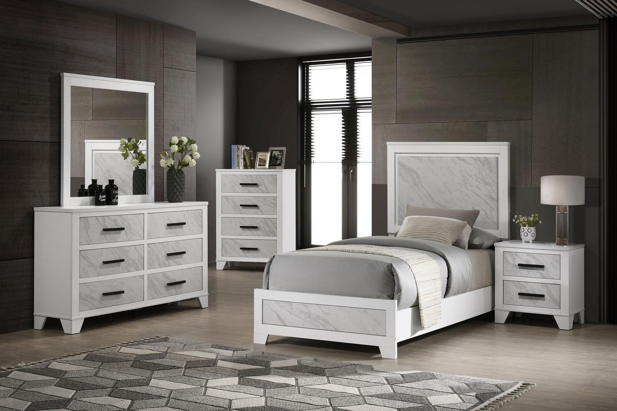 Queen Darlene Bed w/Dresser, Mirror, Nightstand