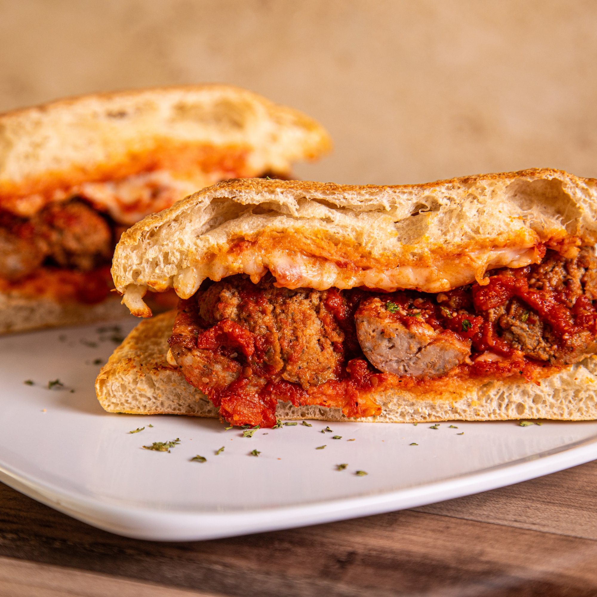 Sausage & Meatball Parmigiana Sandwich