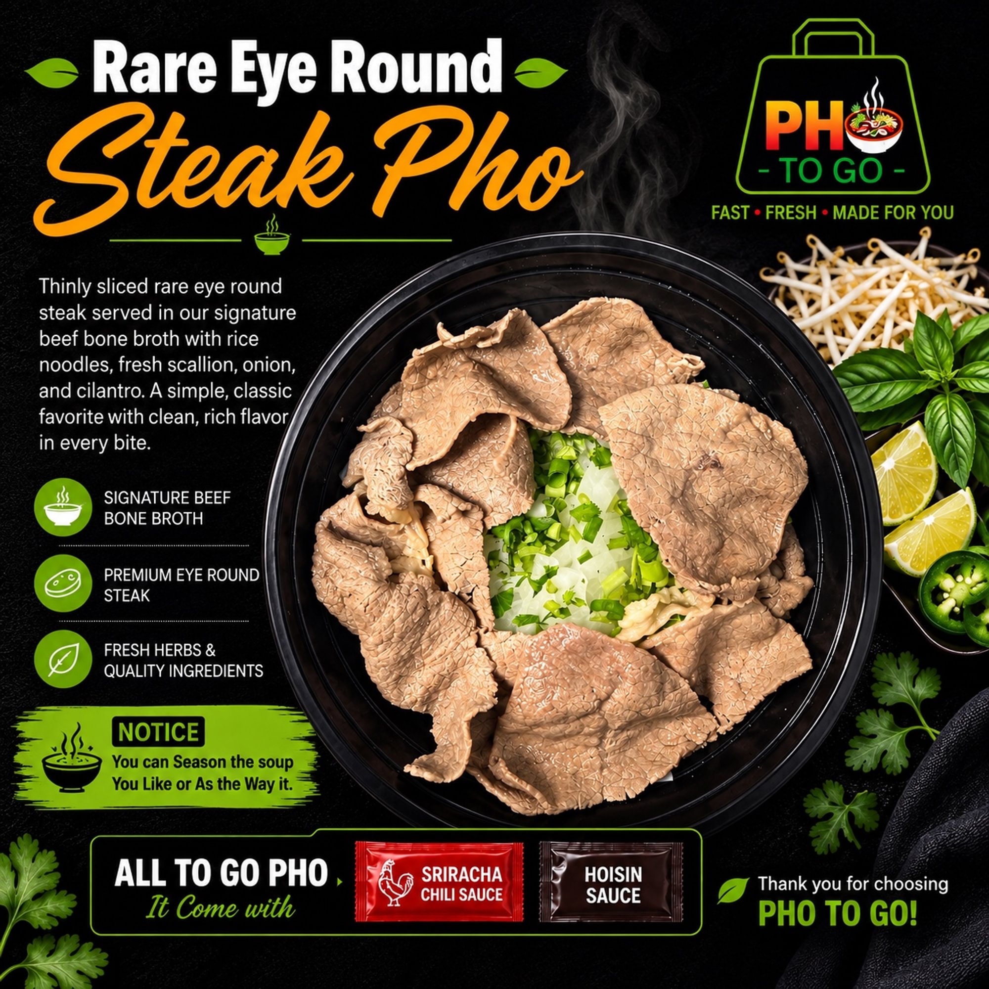 A24: Rare Eye Round Steak Pho