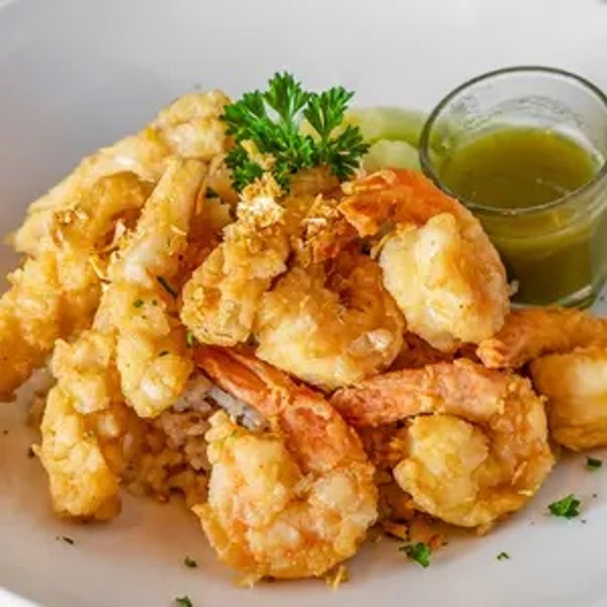 Combo#8 CALAMARI &SHRIMP GARLIC RICE