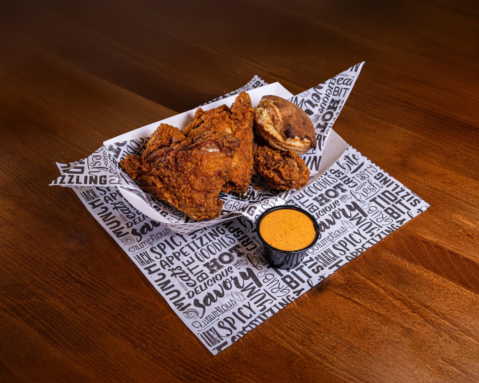 3 Pieces (Bone-In), 1 Sauce, 1 Rustic Butter Biscuit